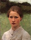 Sir George Clausen Famous Paintings - A Village Maiden